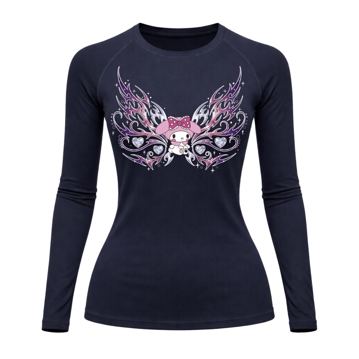 Camiseta Compressão Uv Manga Longa Cyber Tribal My Melody Hello Kitty Rash Guard