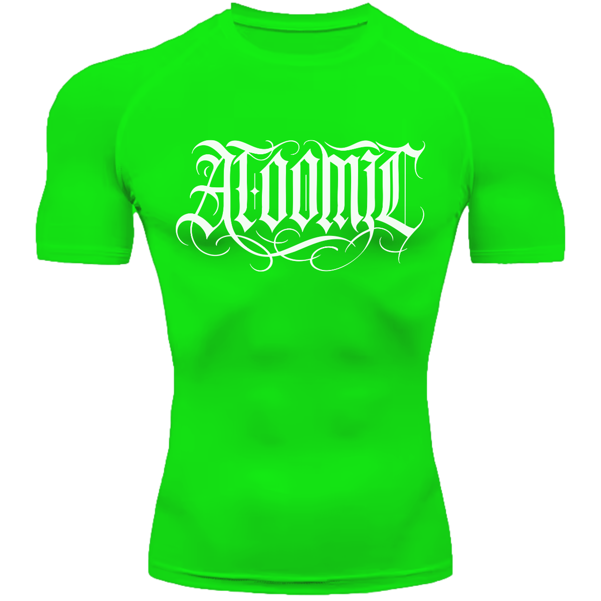 Camiseta Compressão Térmica Proteção UV +50 Manga Curta Lettering Tattoo Atoomic Gótico