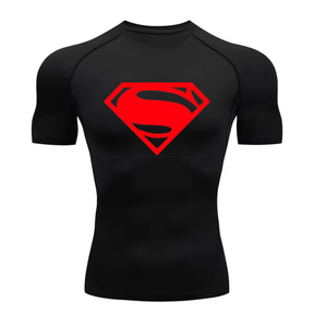 Camisa Compressão Proteção Uv 50+ Estampada Tecido Gelado Segunda Pele Manga Curta Símbolo Super Man Super Homem