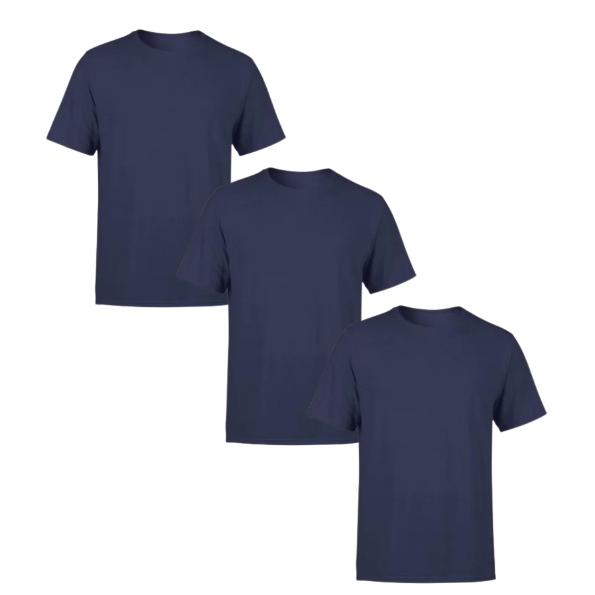 Kit 3 Camiseta Básica - 3 Azul Marinho
