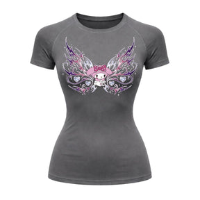 Camiseta Compressão Uv Manga Curta Cyber Tribal My Melody Hello Kitty Rash Guard