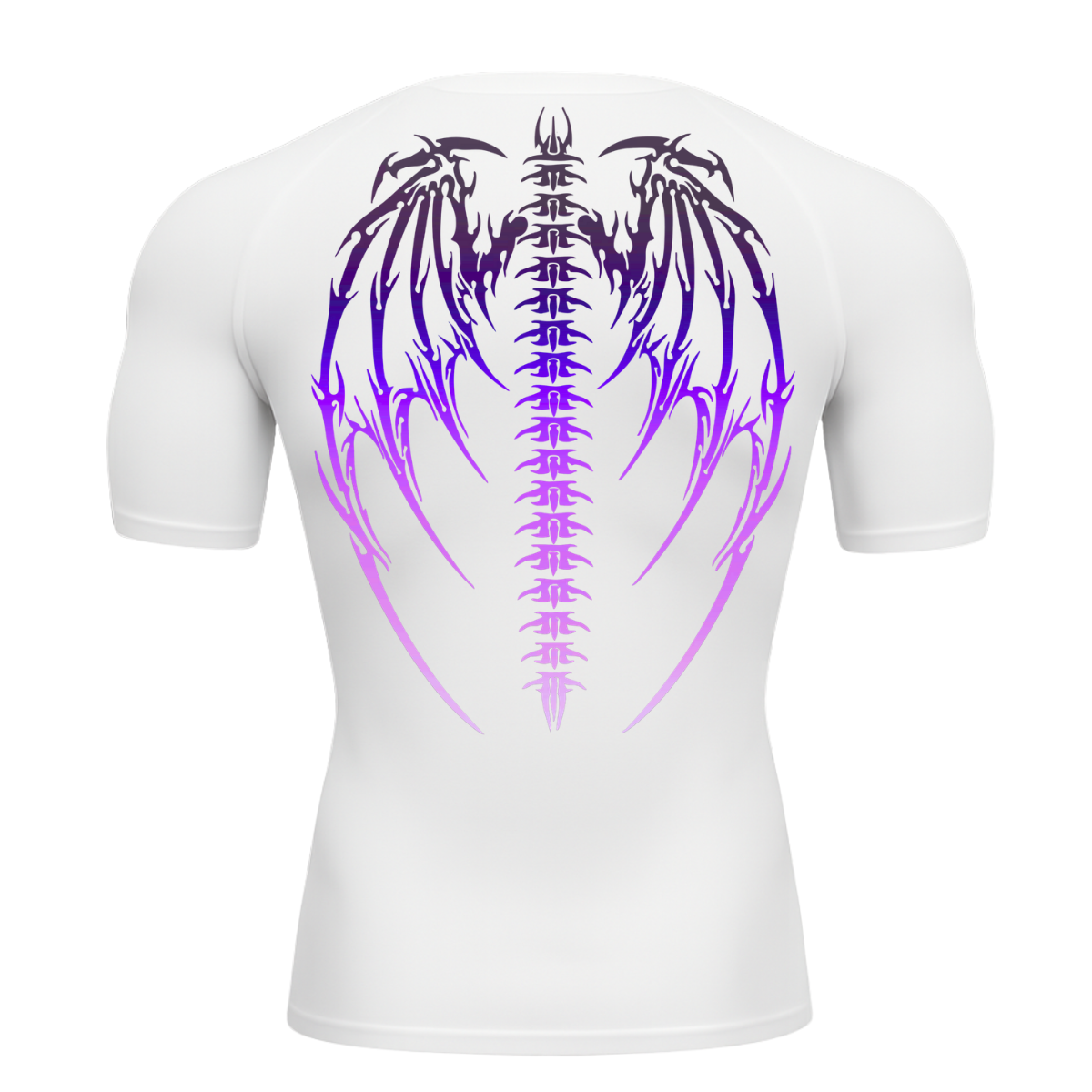 Camiseta Curta Compressão Proteção UV Cyber Tribal Bones Wings Asas 01