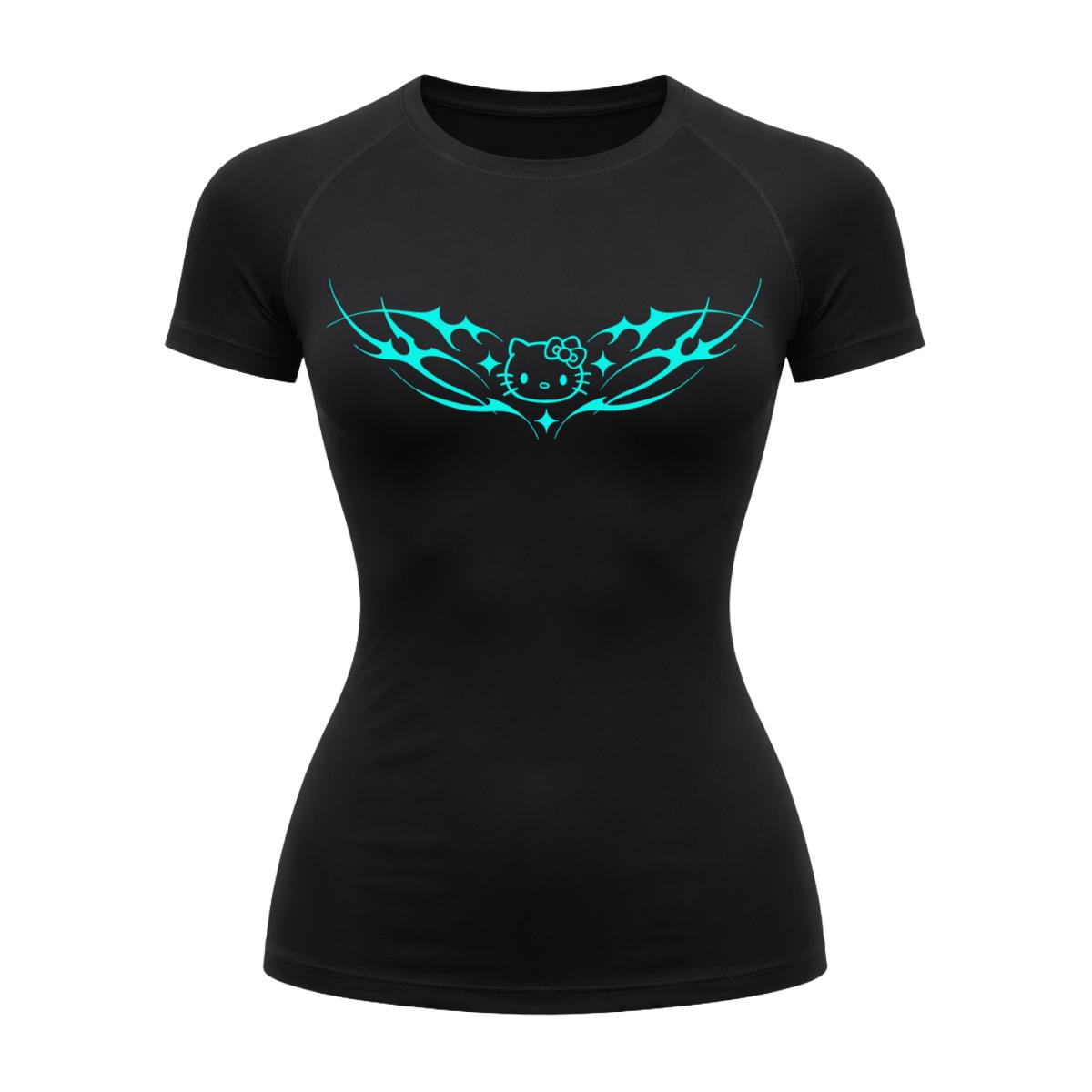 Camiseta Compressão Uv Manga Curta Cyber Tribal Angel Hello Kitty Rash Guard