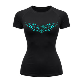 Camiseta Compressão Uv Manga Curta Cyber Tribal Angel Hello Kitty Rash Guard