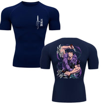 Camiseta Compressão Proteção Uv 50+ Manga Curta Jujutsu Kaisen Toji Zenin Behind Rash Guard