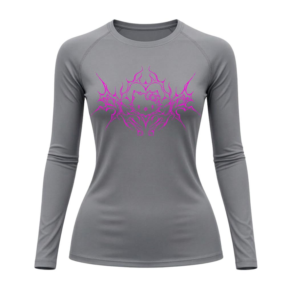 Camiseta Compressão Uv Manga Longa Cyber Tribal Black Heart Hello Kitty Rash Guard
