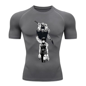 Camiseta Compressão Proteção Uv 50+ Manga Curta Jujutsu Kaisen Toji Zenin Behind Rash Guard