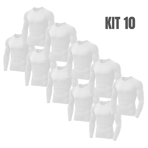 Kit 10 camisas térmicas de proteção UV 50 + branco