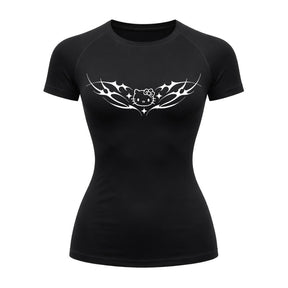 Camiseta Compressão Uv Manga Curta Cyber Tribal Angel Hello Kitty Rash Guard