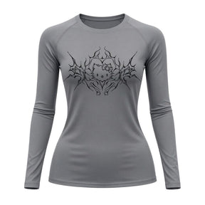 Camiseta Compressão Uv Manga Longa Cyber Tribal Black Heart Hello Kitty Rash Guard