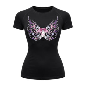 Camiseta Compressão Uv Manga Curta Cyber Tribal Black Heart Hello Kitty Rash Guard