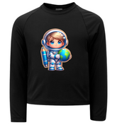 Camiseta Menino Astronauta Fofo Carregando O Planeta Térmica Juvenil Infantil Proteção Solar Uv 50+ Estampada - 08