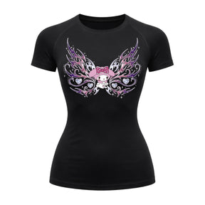 Camiseta Compressão Uv Manga Curta Cyber Tribal My Melody Hello Kitty Rash Guard