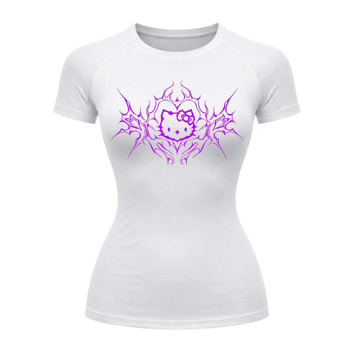 Camiseta Compressão Uv Manga Curta Cyber Tribal Black Heart Hello Kitty Rash Guard
