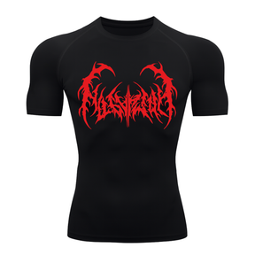 Camiseta Curta Compressão Proteção UV Cyber Tribal Dark Metal Rash Guard