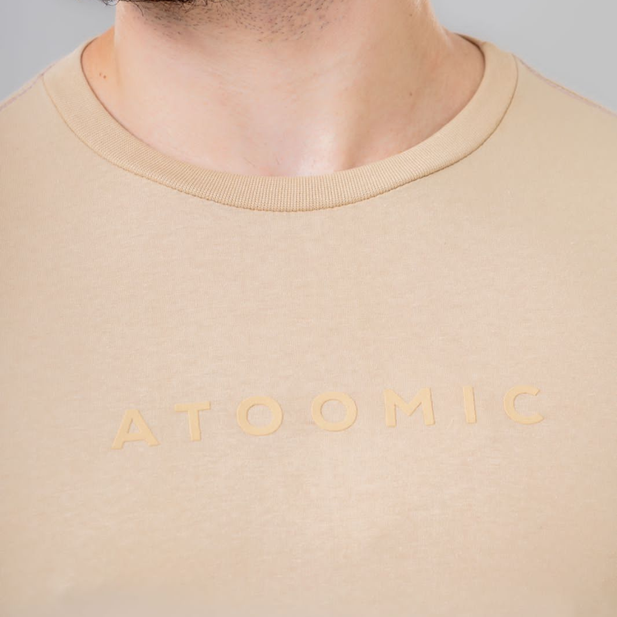 Camiseta Básica algodão Bege Estampa Atoomic