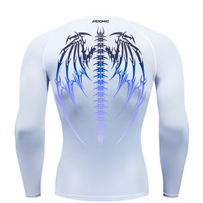 Camiseta Compressão Manga Longa Cyber Tribal Dark Metal Degradê