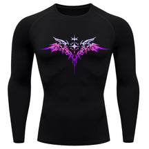 Camiseta Compressão Manga Longa Cyber Tribal Dark Metal Degradê
