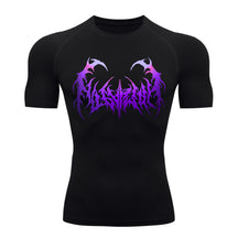 Camiseta Compressão Manga Curta Cyber Tribal Degradê Estilo Futurista Moda Alternativa Rash Guard