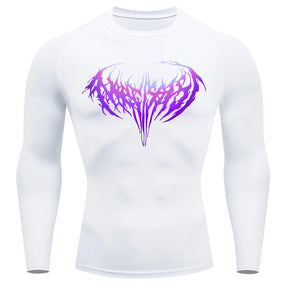 Camiseta Compressão Manga Longa Cyber Tribal Dark Metal Degradê