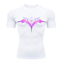 Camiseta Compressão Manga Curta Cyber Tribal Degradê Estilo Futurista Moda Alternativa Rash Guard