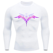 Camiseta Compressão Manga Longa Cyber Tribal Dark Metal Degradê