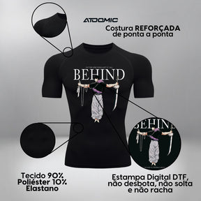 Camiseta Compressão Manga Curta Cyber Tribal Degradê Estilo Futurista Moda Alternativa Rash Guard