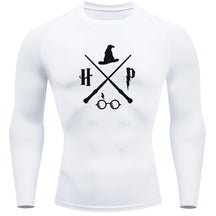 Camiseta Compressão Manga Longa Proteção UV Harry Potter Rash Guard
