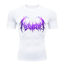 Camiseta Compressão Manga Curta Cyber Tribal Degradê Estilo Futurista Moda Alternativa Rash Guard