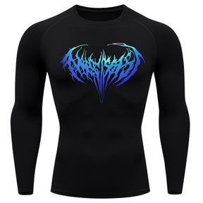 Camiseta Compressão Manga Longa Cyber Tribal Dark Metal Degradê