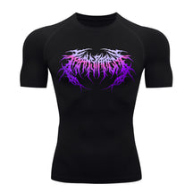 Camiseta Compressão Manga Curta Cyber Tribal Degradê Estilo Futurista Moda Alternativa Rash Guard