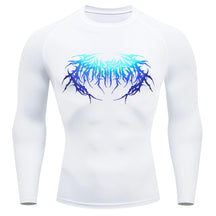 Camiseta Compressão Manga Longa Cyber Tribal Dark Metal Degradê