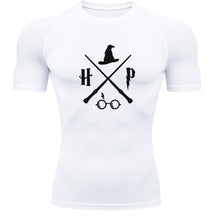 Camiseta Compressão Manga Curta Proteção UV Harry Potter Rash Guard