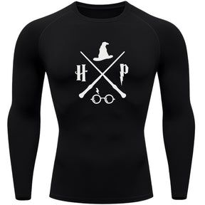 Camiseta Compressão Manga Longa Proteção UV Harry Potter Rash Guard