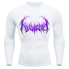 Camiseta Compressão Manga Longa Cyber Tribal Dark Metal Degradê