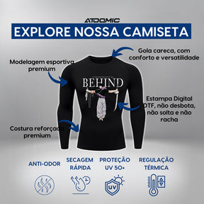 Camiseta Compressão Manga Longa Cyber Tribal Dark Metal Degradê