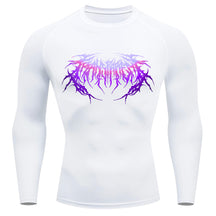 Camiseta Compressão Manga Longa Cyber Tribal Dark Metal Degradê
