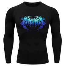 Camiseta Compressão Manga Longa Cyber Tribal Dark Metal Degradê