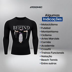 Camiseta Compressão Manga Longa Cyber Tribal Dark Metal Degradê