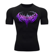 Camiseta Compressão Manga Curta Cyber Tribal Degradê Estilo Futurista Moda Alternativa Rash Guard