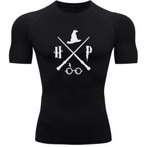 Camiseta Compressão Manga Curta Proteção UV Harry Potter Rash Guard