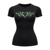 Camiseta Compressão Uv Manga Curta Cyber Tribal Coração Rash Guard