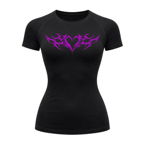 Camiseta Compressão Uv Manga Curta Cyber Tribal Coração Rash Guard