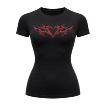 Camiseta Compressão Uv Manga Curta Cyber Tribal Coração Rash Guard