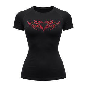 Camiseta Compressão Uv Manga Curta Cyber Tribal Coração Rash Guard