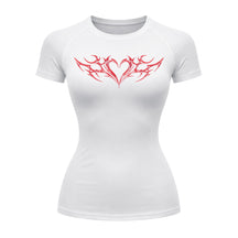 Camiseta Compressão Uv Manga Curta Cyber Tribal Coração Rash Guard