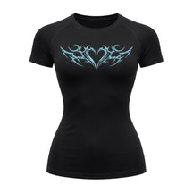 Camiseta Compressão Uv Manga Curta Cyber Tribal Coração Rash Guard