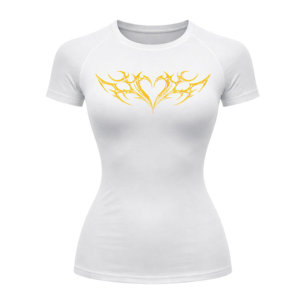 Camiseta Compressão Uv Manga Curta Cyber Tribal Coração Rash Guard