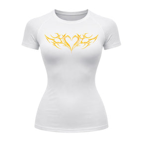 Camiseta Compressão Uv Manga Curta Cyber Tribal Coração Rash Guard