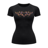 Camiseta Compressão Uv Manga Curta Cyber Tribal Coração Rash Guard